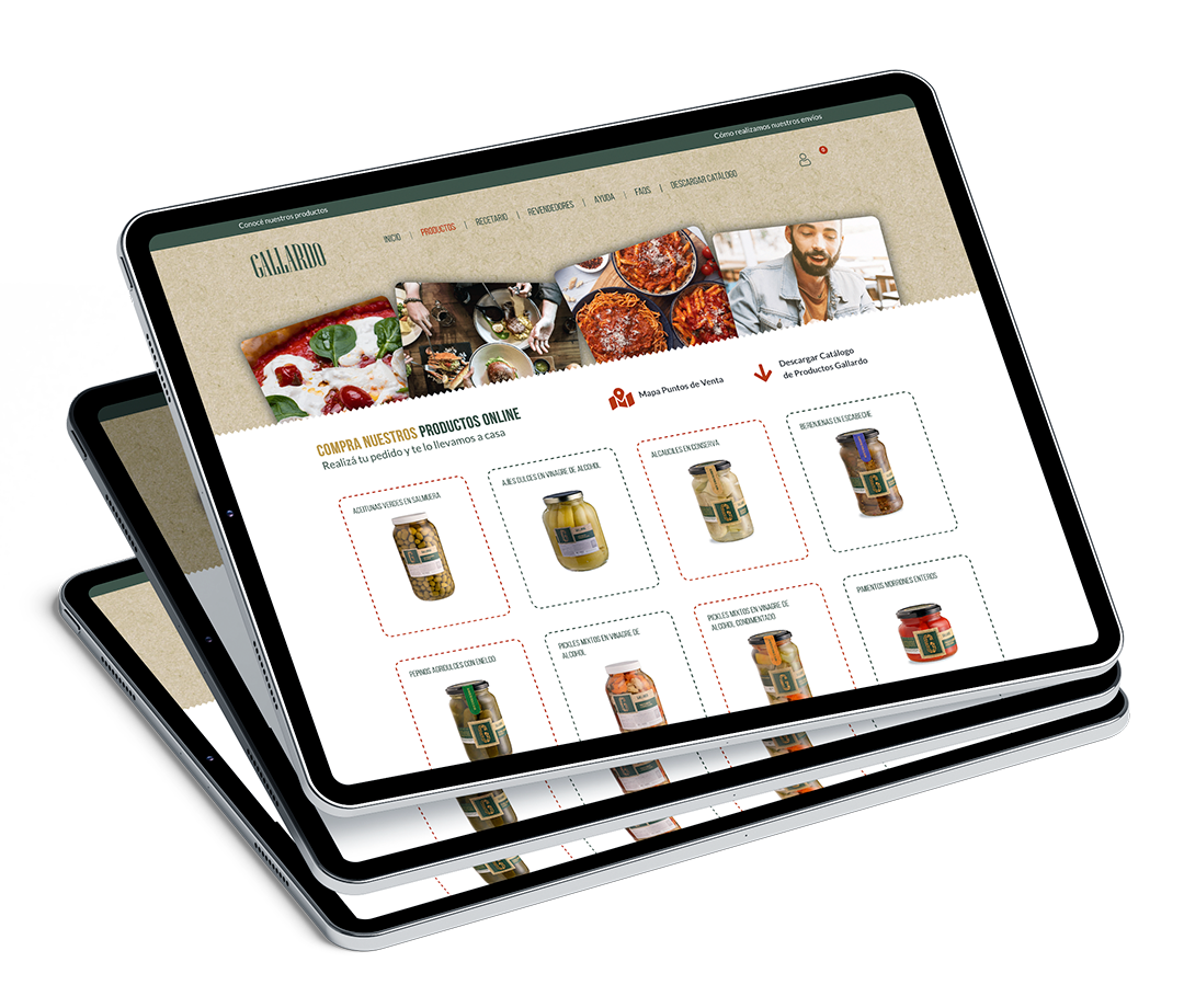 Tablets mostrando una plataforma de ecommerce desarrollada por Dilook